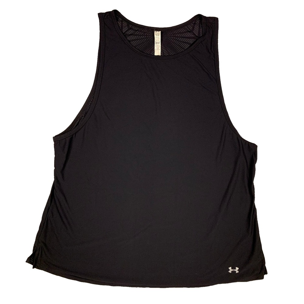 Under Armour Tank Womens XL Black HeatGear Athletic Workout Running Gym Top‎